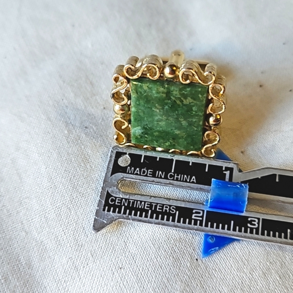 Vtg jade & gold tone cufflinks by Danté - Picture 5 of 10